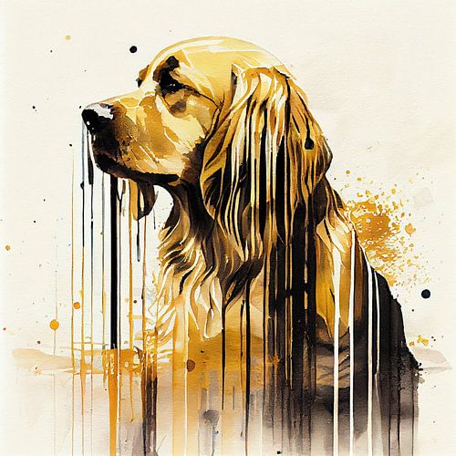Aquarel Golden Retriever Hond