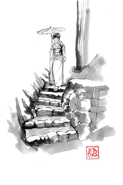 woman descending stairs von Péchane Sumie
