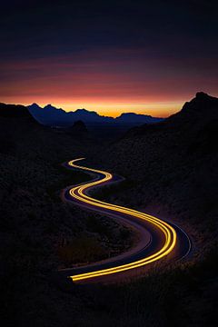 Winding road at night by Poster Art Shop