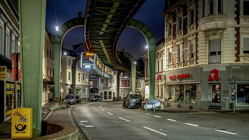 Suspension railroad Wuppertal at night