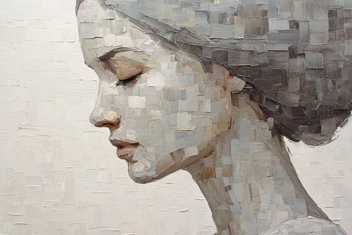 Silent Reflection – Abstraktes Porträt in sanften Erdtönen