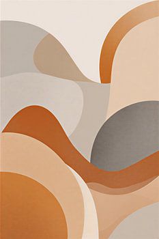 Mid Century Modern Abstract Terracotta Wall Art - Minimalist Earth Tone Organic Shapes Illustration