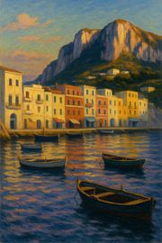 Capri Harbor Serenity – Boats in Evening Light by Travel Shop