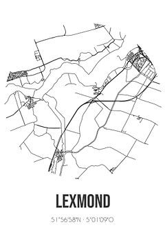 Lexmond (Utrecht) | Karte | Schwarz und weiß von Rezona
