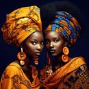 Kleurrijk portret van twee Afrikaanse vrouwen van Carla Van Iersel thumbnail
