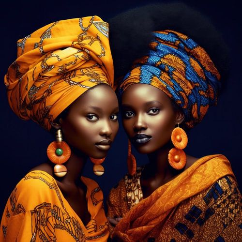 Kleurrijk portret van twee Afrikaanse vrouwen