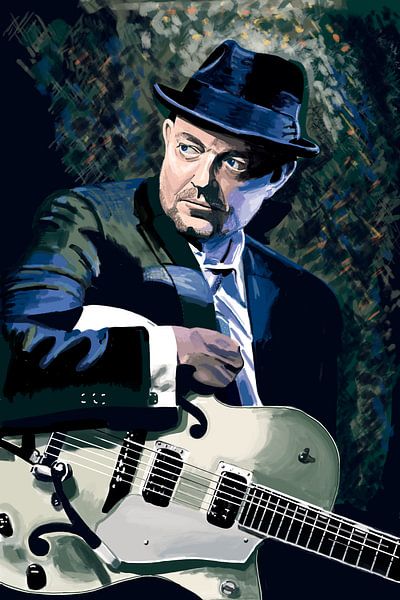 bluesman met gitaar van Bert-Jan de Wagenaar