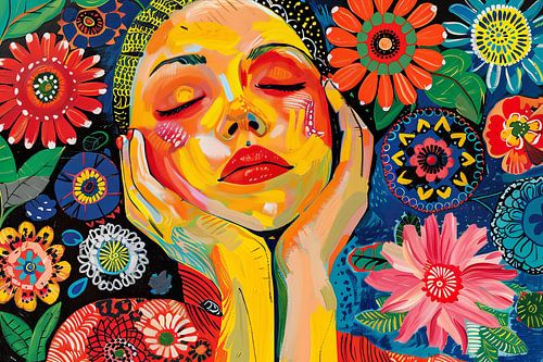 kleurrijk digitaal schilderachtig beeld van vrouw