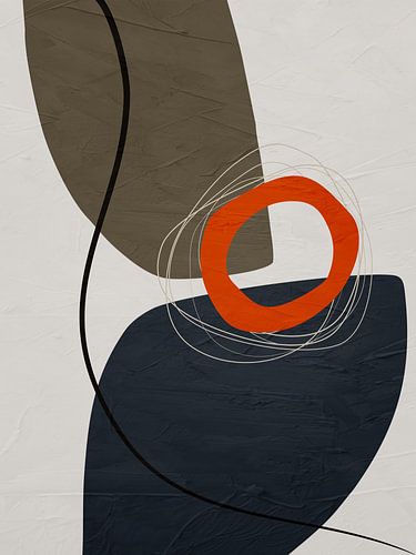 Organische geometrische abstracte kunst in aardetinten