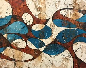Bleu Dynamique | Abstrait Bleu Marron
