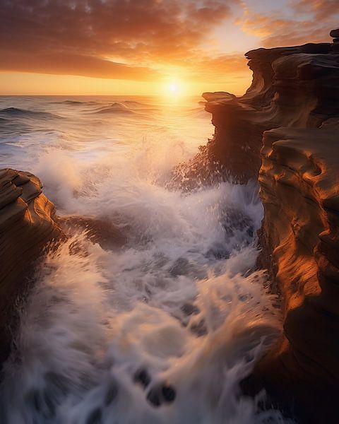 Zonsondergang aan zee van fernlichtsicht