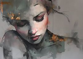 Women's portrait | Gaze Through the Silence by Abstract Painting