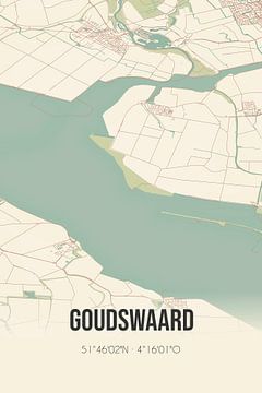 Vintage landkaart van Goudswaard (Zuid-Holland) van MijnStadsPoster