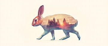 Fantasie konijn in de zonsondergang