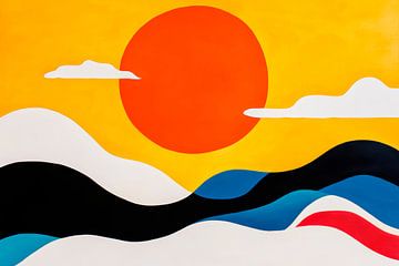 Colourful wavescape with sun by Poster Art Shop
