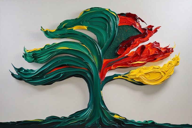 Kleurrijke abstracte boom schilderij van Art & Soul Creations