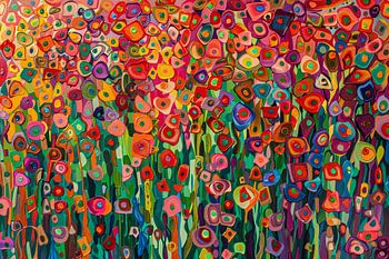 Abstract bloemenveld met felle kleuren