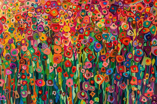 Abstract bloemenveld met felle kleuren