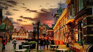 Illuminated downtown Haarlem