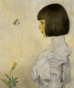 Porträt Helene Klimt, Gustav Klimt-Schmetterling und Blume
