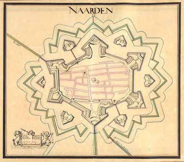 Oude kaart van de vesting Naarden van omstreeks 1715.