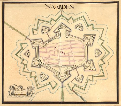 Oude kaart van de vesting Naarden van omstreeks 1715.
