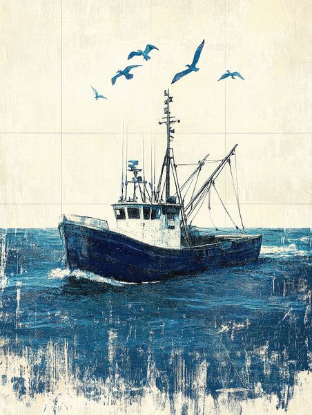 Fischerboot auf See von Franka Poulain