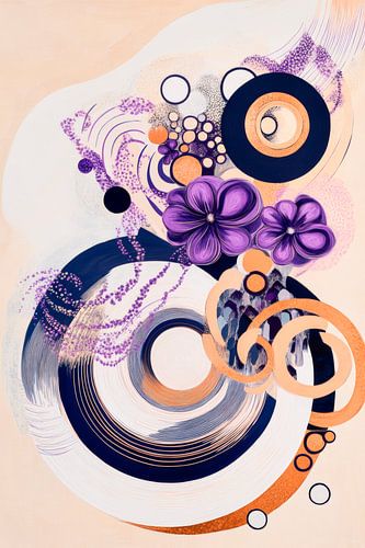 Abstracte compositie met bloemmotieven