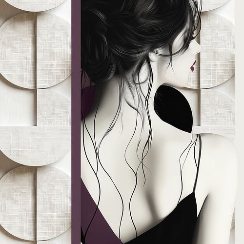 Femme entre la géométrie