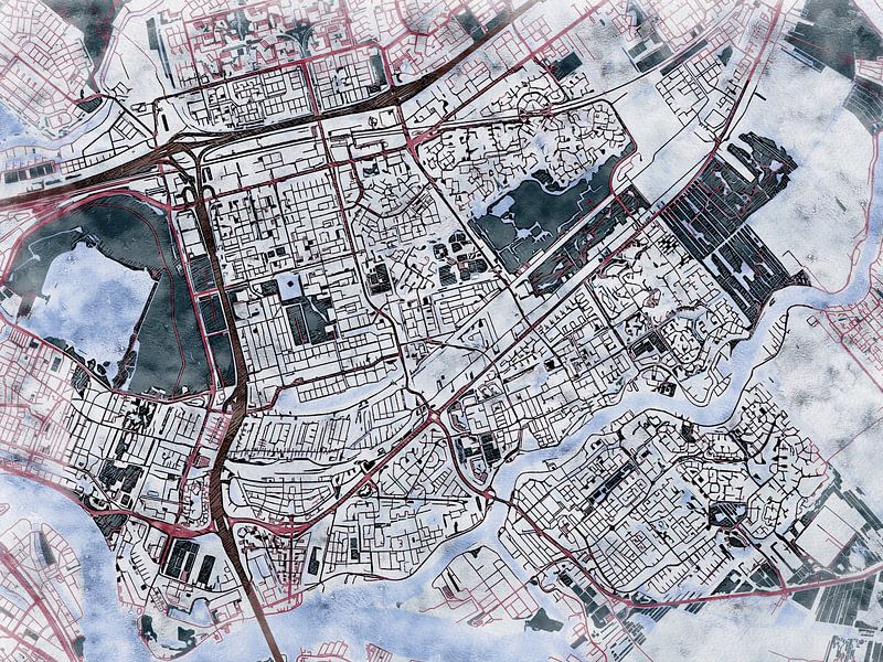 Kaart van Capelle aan den IJssel in de stijl 'White Winter' van Maporia