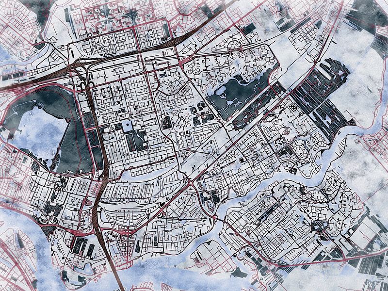 Map of Capelle aan den IJssel with the style 'White Winter' by Maporia