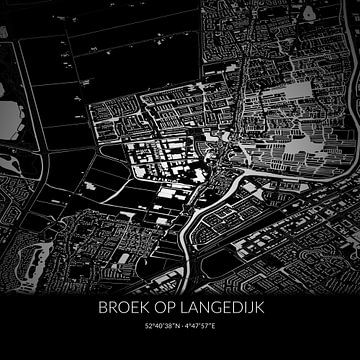 Zwart-witte landkaart van Broek op Langedijk, Noord-Holland. van Rezona