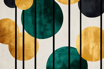 Géométrie abstraite avec de l'or et du vert sur Poster Art Shop