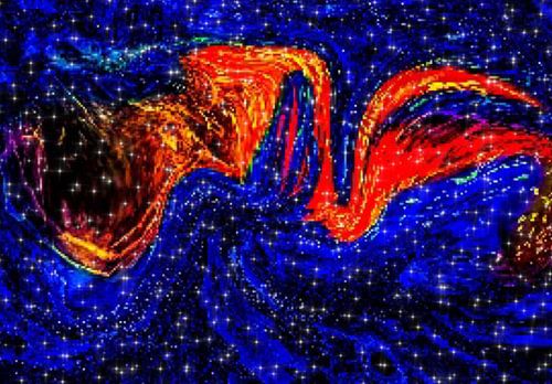 Malerei Mix Digital blau rot Carmen Sander 