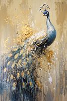 Peacock painting with gold accents