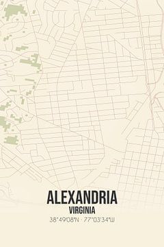 Carte d'époque d'Alexandria (Virginie), USA. sur Rezona