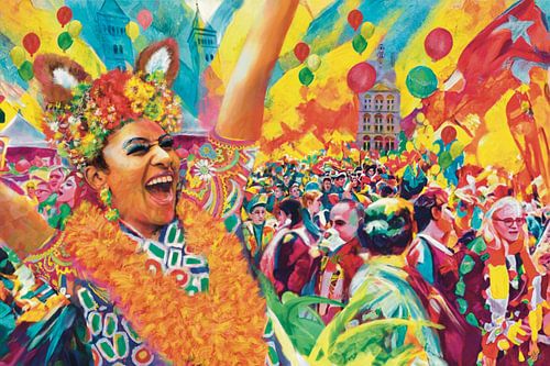 Carnaval in Maastricht met Sint-Servaaskerk en Panhuis