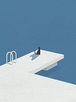 Minimal art van katten bij het meer