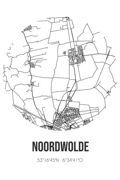 Noordwolde (Groningen) | Map | Black and white by Prints of Place