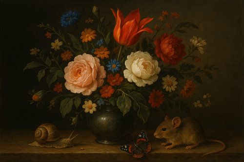 Boeket met muis en vlinder