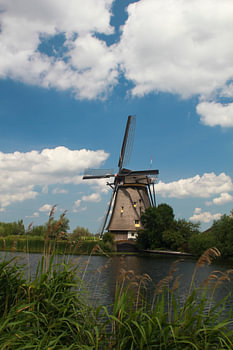Windmill in Dutch landscape