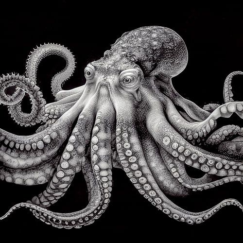 Portret van een Octopus Illustratie