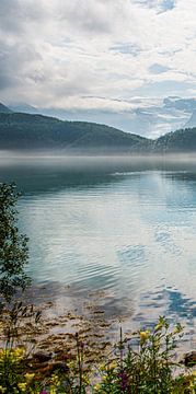 Réflexion de montagnes et de nuages (partie 1 du triptyque) sur Ellis Peeters