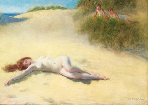 Naakt slapen op een strand, Pierre Carrier-Belleuse