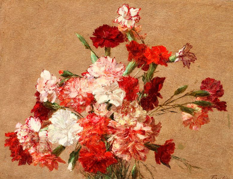 Nelken ohne Vase, Henri Fantin-Latour von Meisterhafte Meister