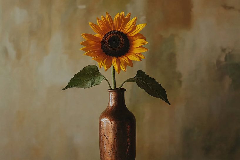Tournesol dans un vase en cuivre par Imperial Art House