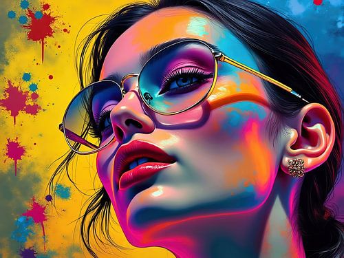 Colourful and surreal portrait of a young pretty woman
