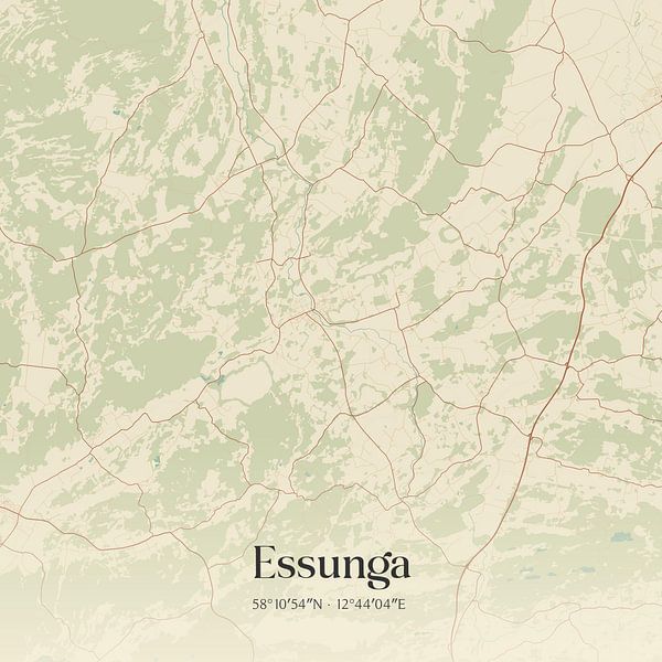 Vintage map of Essunga, Sweden. by Prints of Place