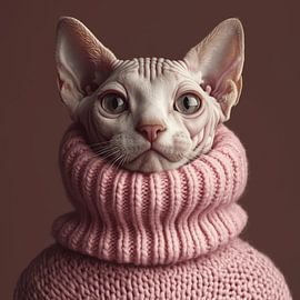 Sphynx habillé pour l'hiver sur Ton Kuijpers