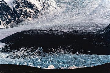 Glacier in Volcanic Contrast Icy Stream in Dark Earth